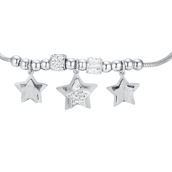 WOMEN'S STEEL STAR BRACELET WITH WHITE CRYSTALS