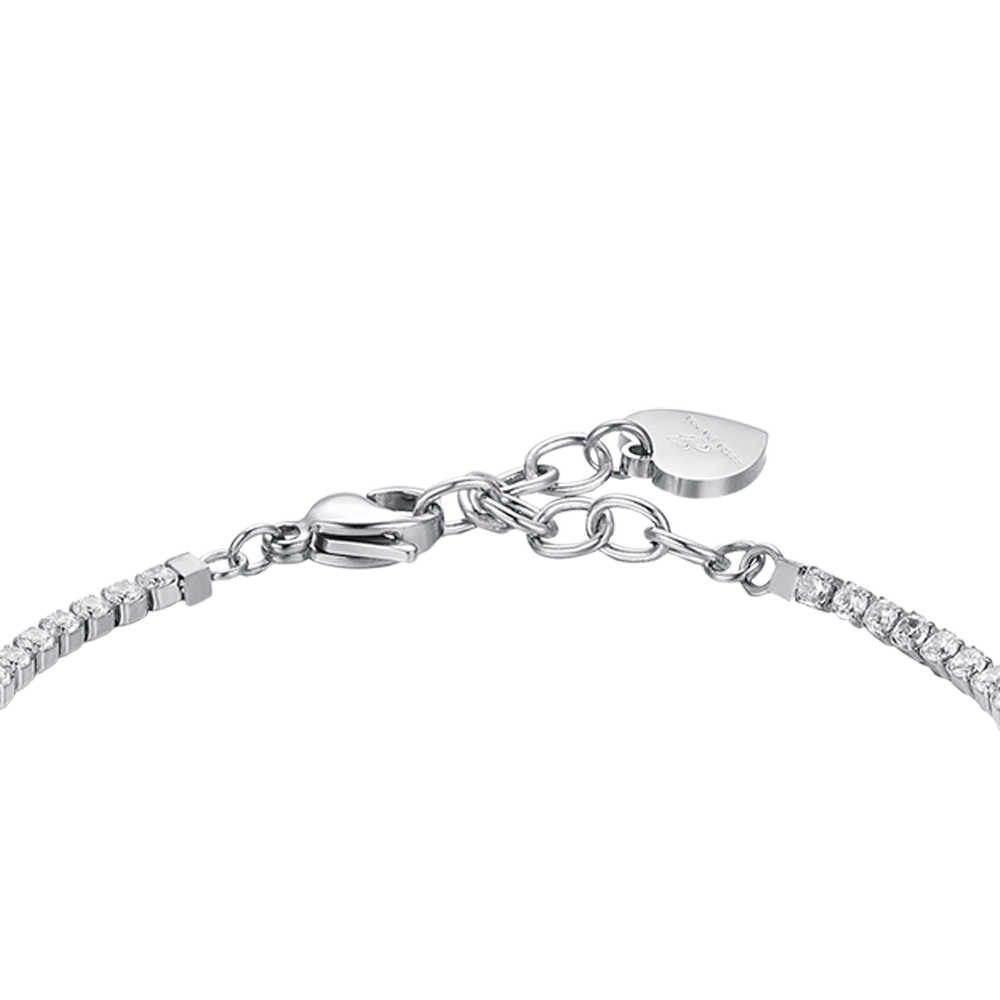 WOMEN'S STEEL TENNIS BRACELET WITH WHITE CRYSTALS AND BUTTERFLIES