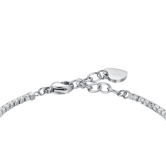 WOMEN'S STEEL TENNIS BRACELET WITH WHITE CRYSTALS AND BUTTERFLIES