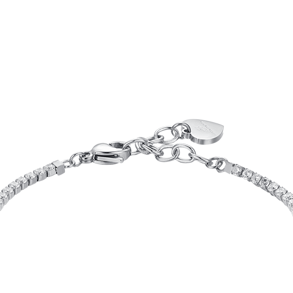 WOMEN'S STEEL TENNIS BRACELET WITH WHITE CRYSTALS AND STARS