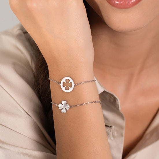 WOMAN'S BRACELETS IN STEEL WITH QUADRIFOGLI Luca Barra