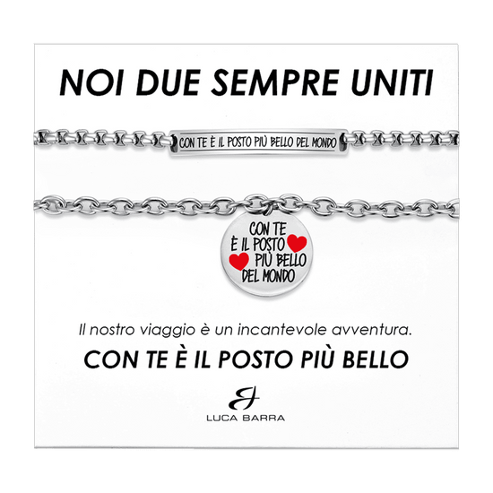 STEEL COUPLE BRACELETS WITH YOU IS THE MOST BEAUTIFUL PLACE Luca Barra