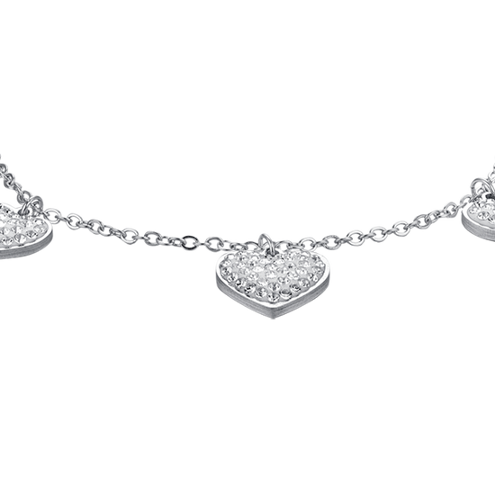 WOMEN'S STEEL HEARTS BRACELET WITH WHITE CRYSTALS