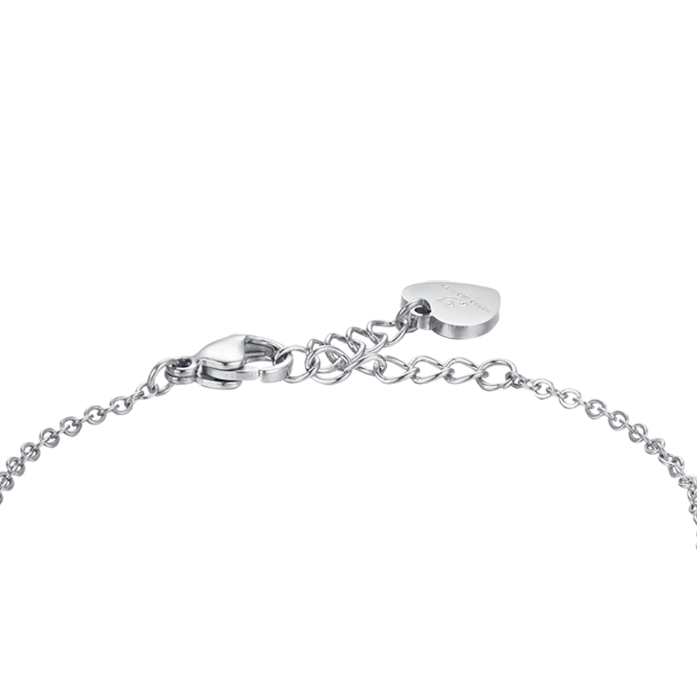 WOMEN'S STEEL HEARTS BRACELET WITH WHITE CRYSTALS