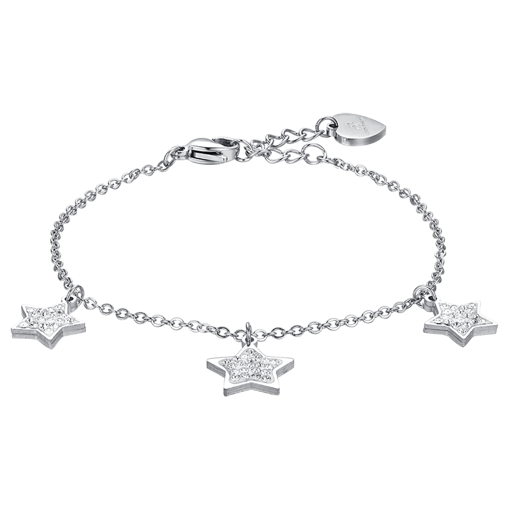 WOMEN'S STEEL STAR BRACELET WITH WHITE CRYSTALS