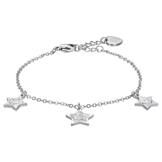 WOMEN'S STEEL STAR BRACELET WITH WHITE CRYSTALS