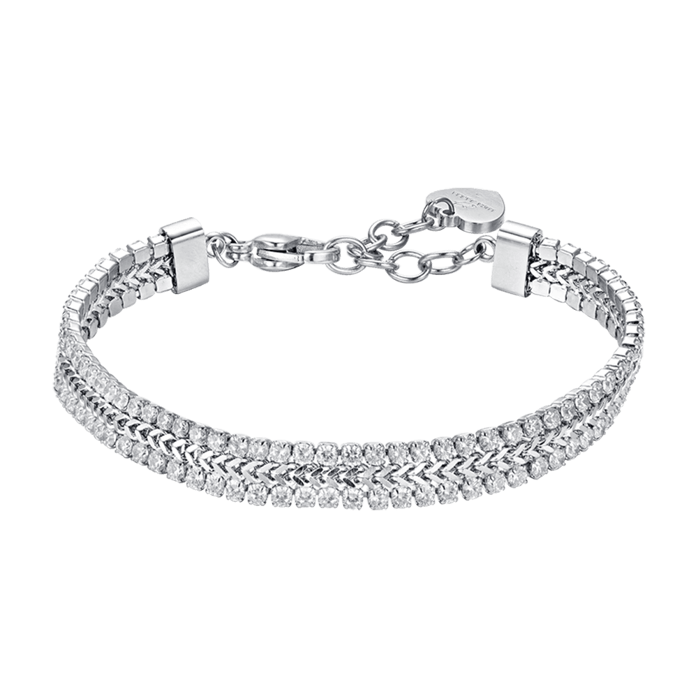 WOMEN'S STEEL TENNIS BRACELET WITH WHITE CRYSTALS