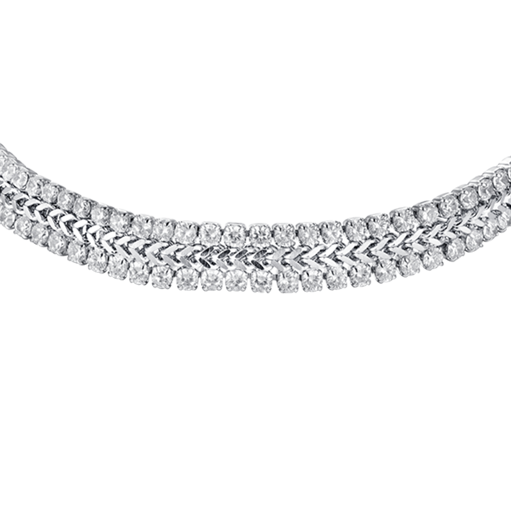 WOMEN'S STEEL TENNIS BRACELET WITH WHITE CRYSTALS