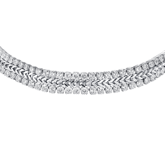 WOMEN'S STEEL TENNIS BRACELET WITH WHITE CRYSTALS