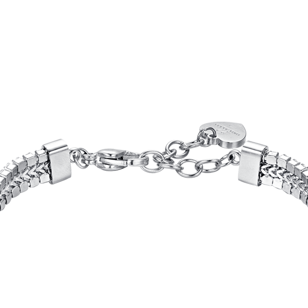 WOMEN'S STEEL TENNIS BRACELET WITH WHITE CRYSTALS