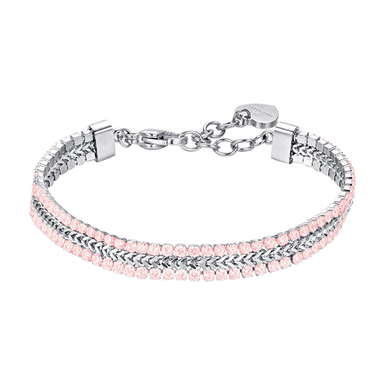 WOMEN'S STEEL TENNIS BRACELET WITH PINK CRYSTALS