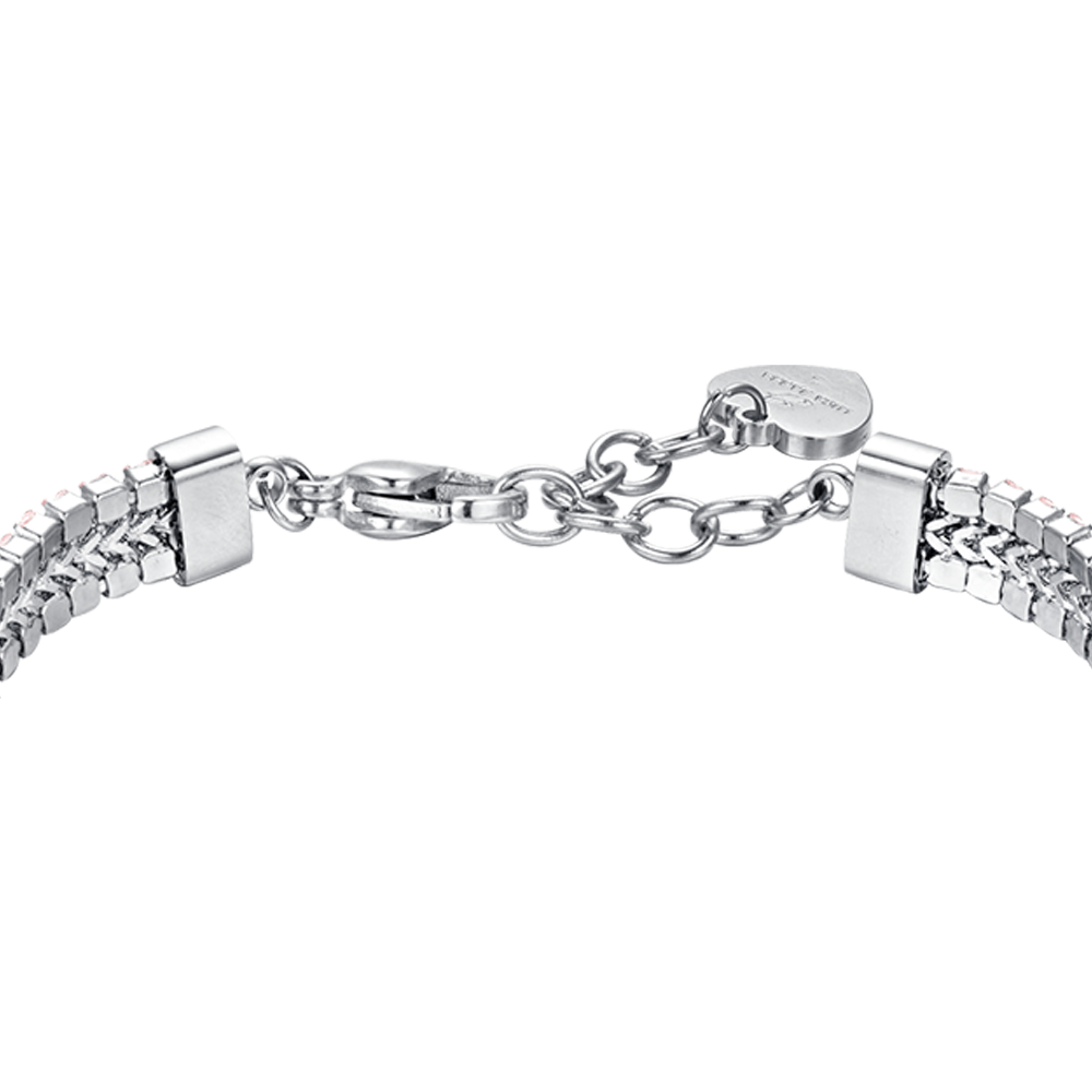 WOMEN'S STEEL TENNIS BRACELET WITH PINK CRYSTALS