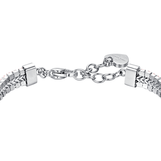 WOMEN'S STEEL TENNIS BRACELET WITH PINK CRYSTALS