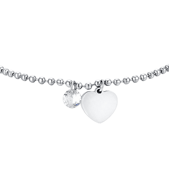 WOMEN'S STEEL BRACELET WITH HEART AND WHITE CUBIC ZIRCONIA