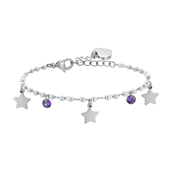 WOMEN'S STEEL PEARL BRACELET WITH STARS