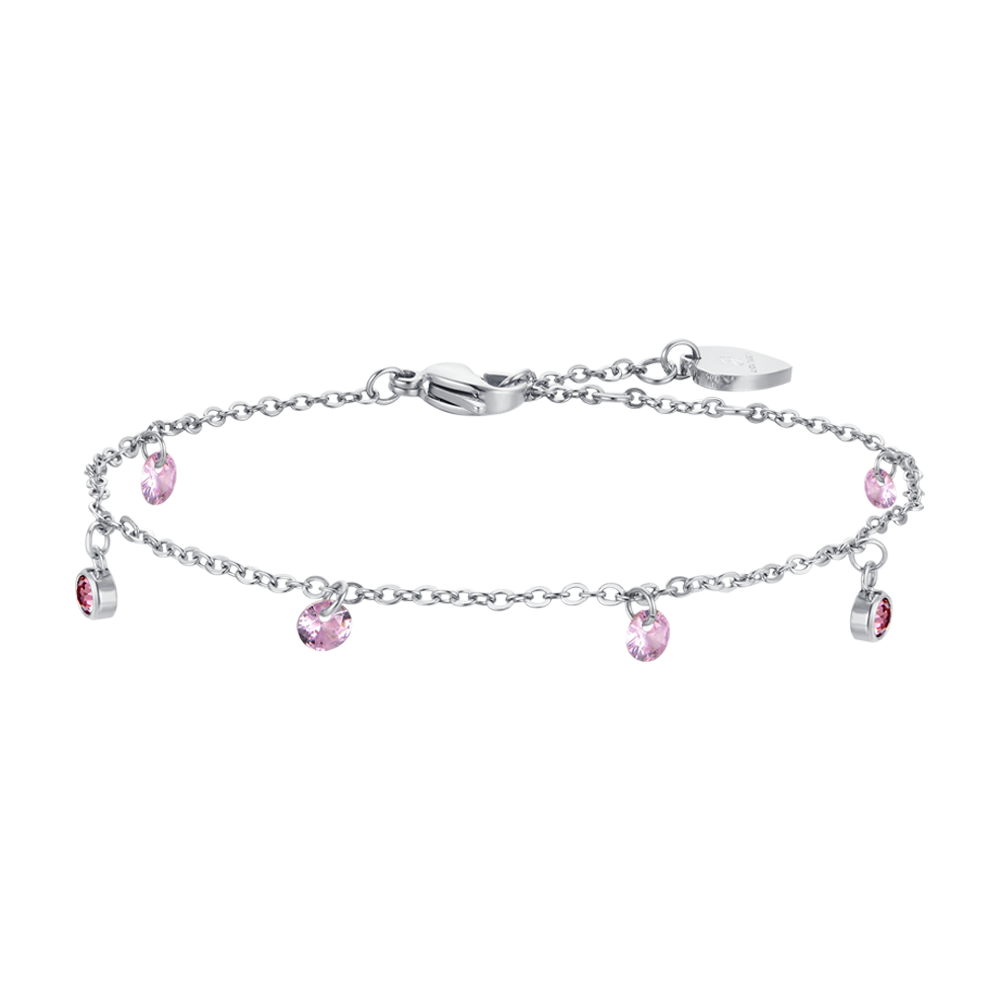 WOMAN'S BRACELET IN STEEL PINK CRYSTALS Luca Barra