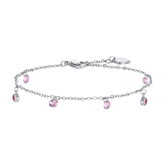 WOMAN'S BRACELET IN STEEL PINK CRYSTALS Luca Barra