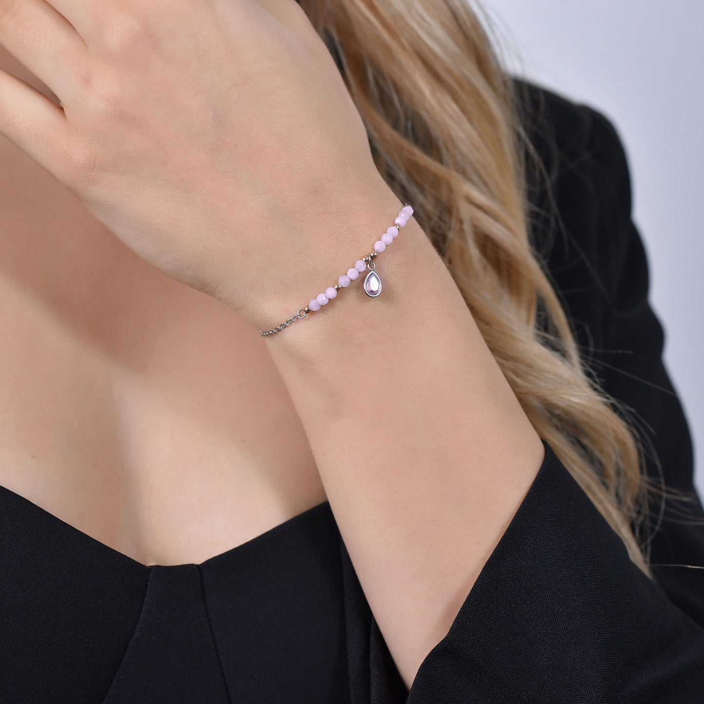 PINK AGATE STEEL WOMEN'S BRACELET