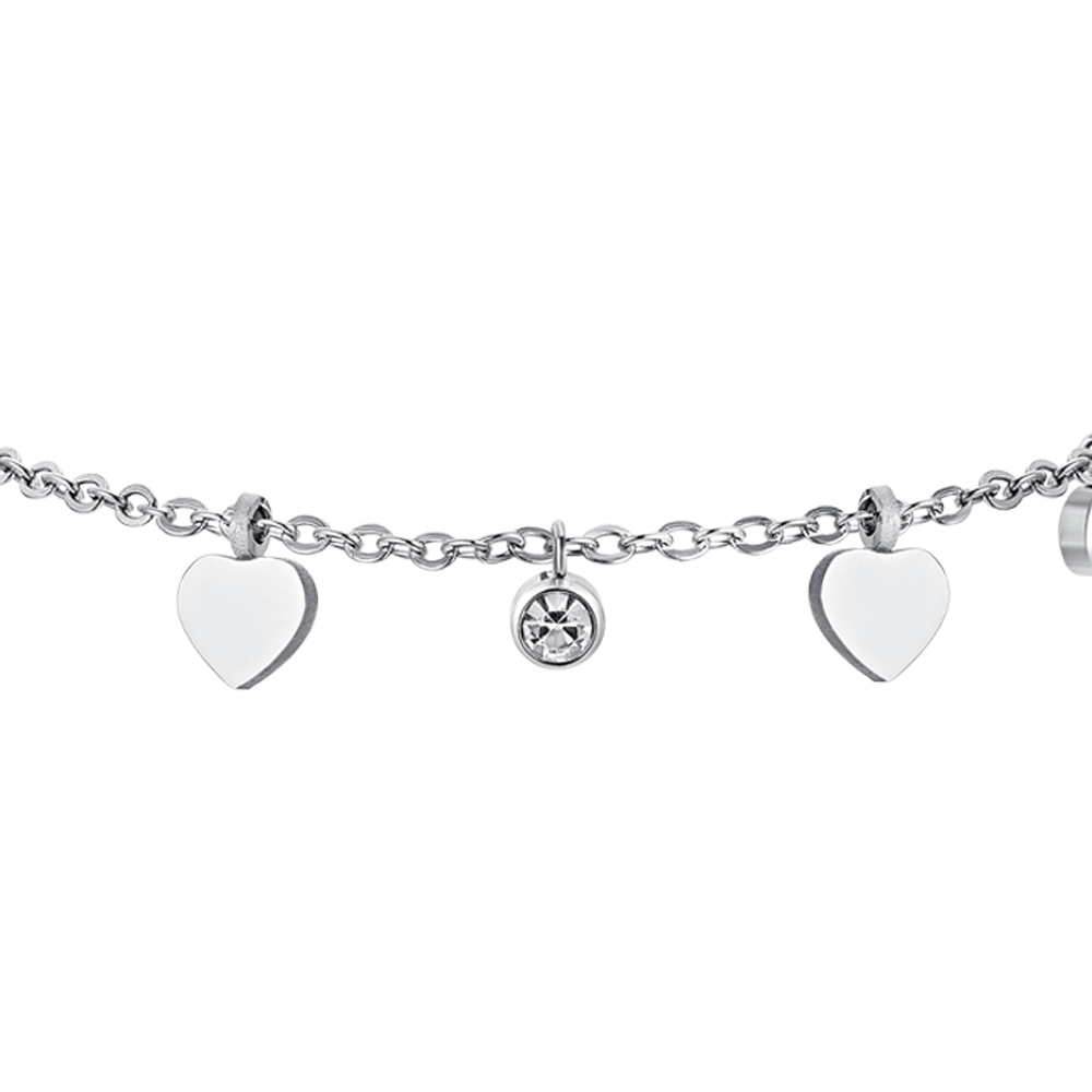 HEARTS AND CRYSTALS STEEL WOMEN BRACELET