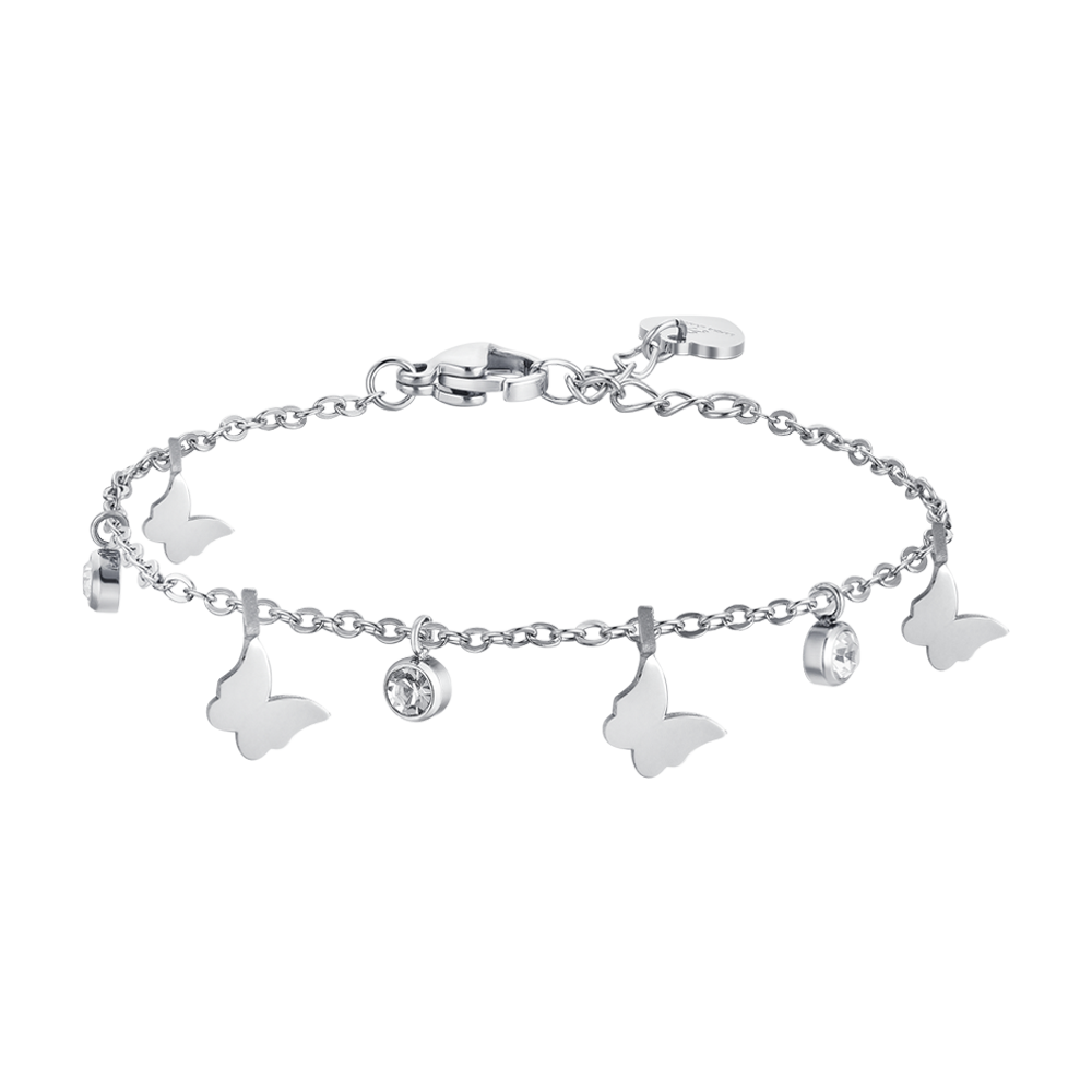 WOMEN'S STEEL BRACELET BUTTERFLIES AND CRYSTALS