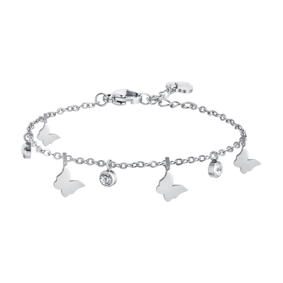 WOMEN'S STEEL BRACELET BUTTERFLIES AND CRYSTALS