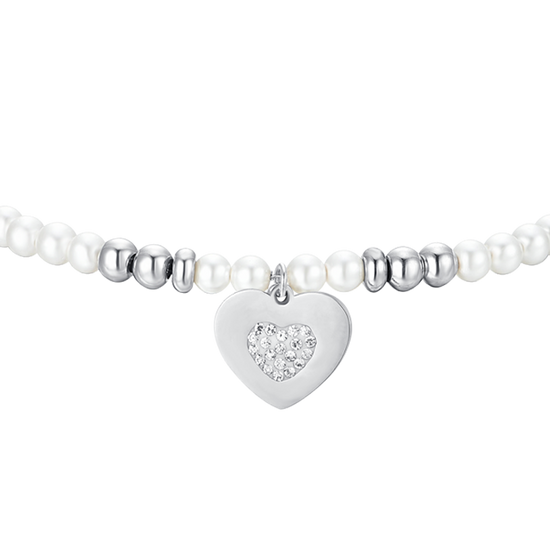 WOMEN'S STEEL BRACELET WITH PEARLS AND HEART