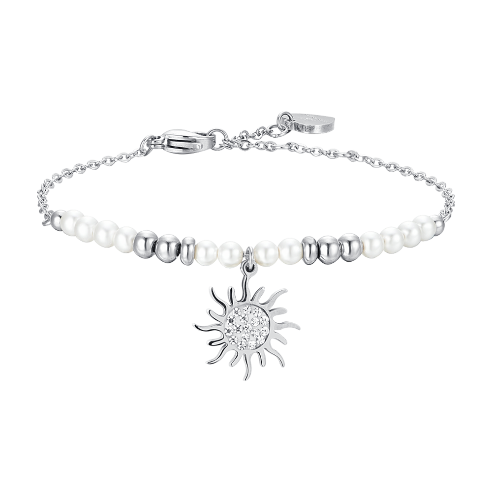 WOMEN'S STEEL BRACELET WITH PEARLS AND SUNSHINE