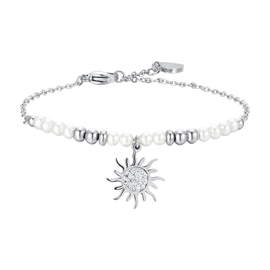 WOMEN'S STEEL BRACELET WITH PEARLS AND SUNSHINE