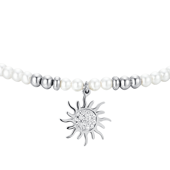 WOMEN'S STEEL BRACELET WITH PEARLS AND SUNSHINE