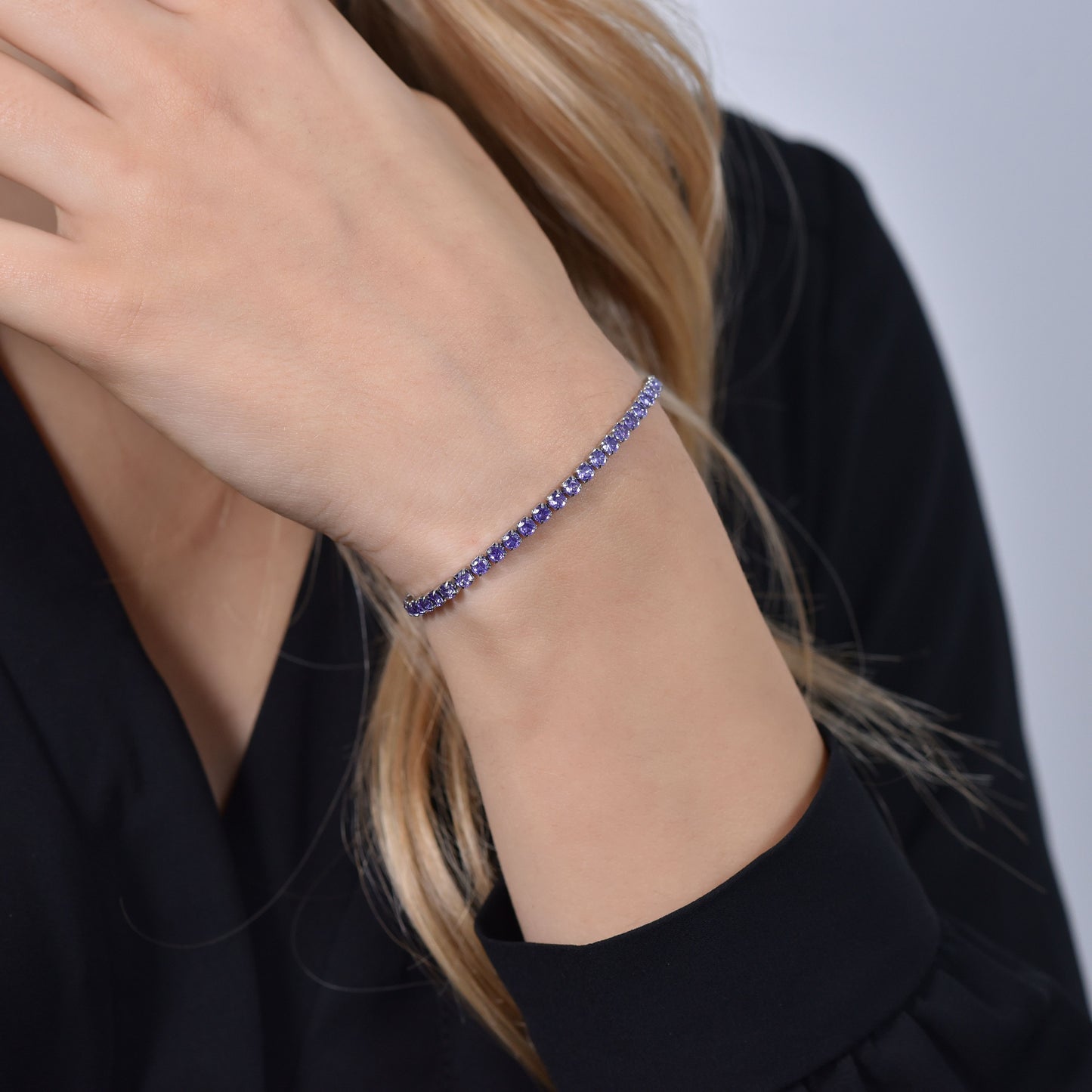 PURPLE CRYSTALS WOMEN'S TENNIS BRACELET