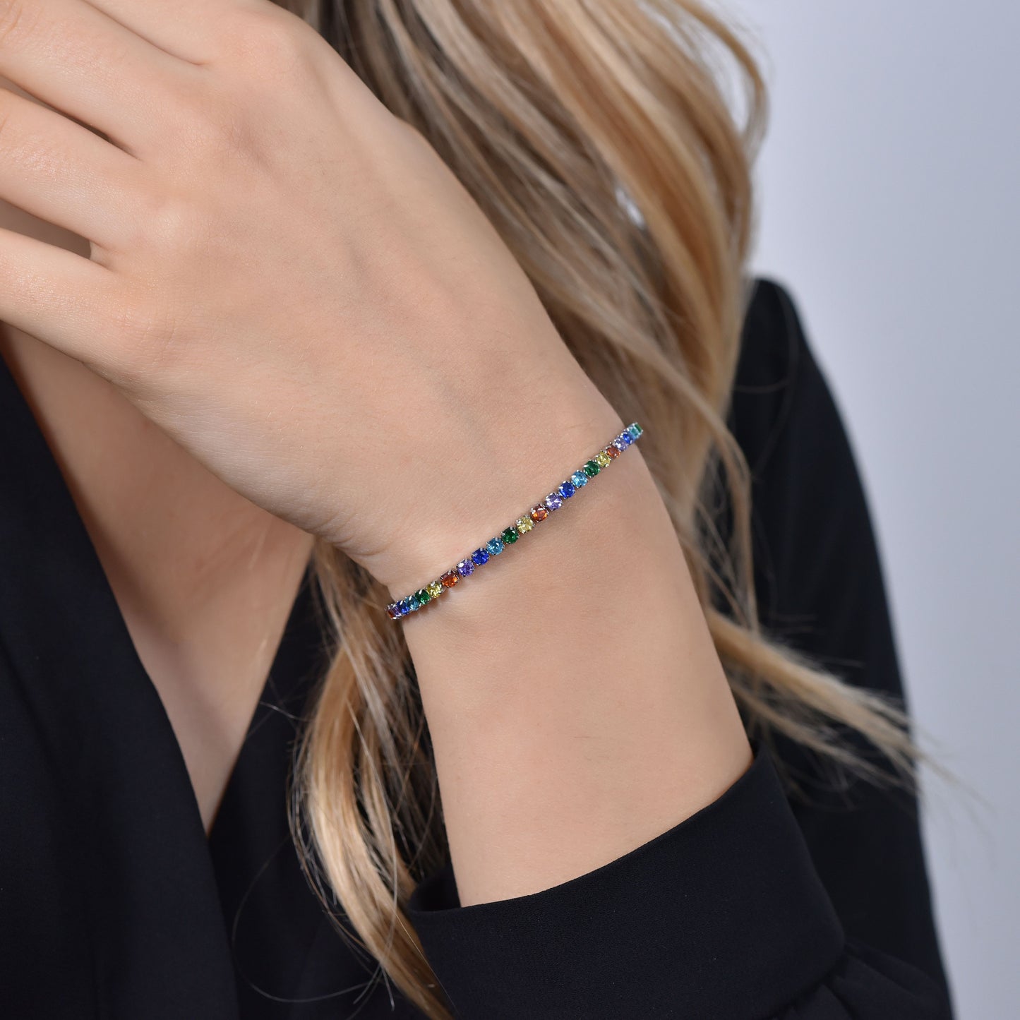 MULTICOLOR CRYSTALS WOMEN'S TENNIS BRACELET