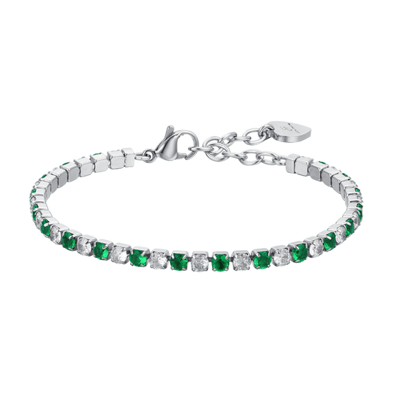 WOMAN'S TENNIS BRACELET GREEN AND WHITE CRYSTALS Luca Barra