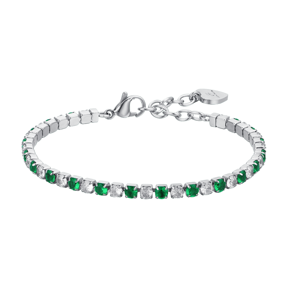 GREEN AND WHITE CRYSTALS WOMEN'S TENNIS BRACELET