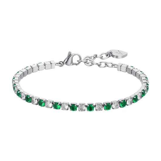 GREEN AND WHITE CRYSTALS WOMEN'S TENNIS BRACELET