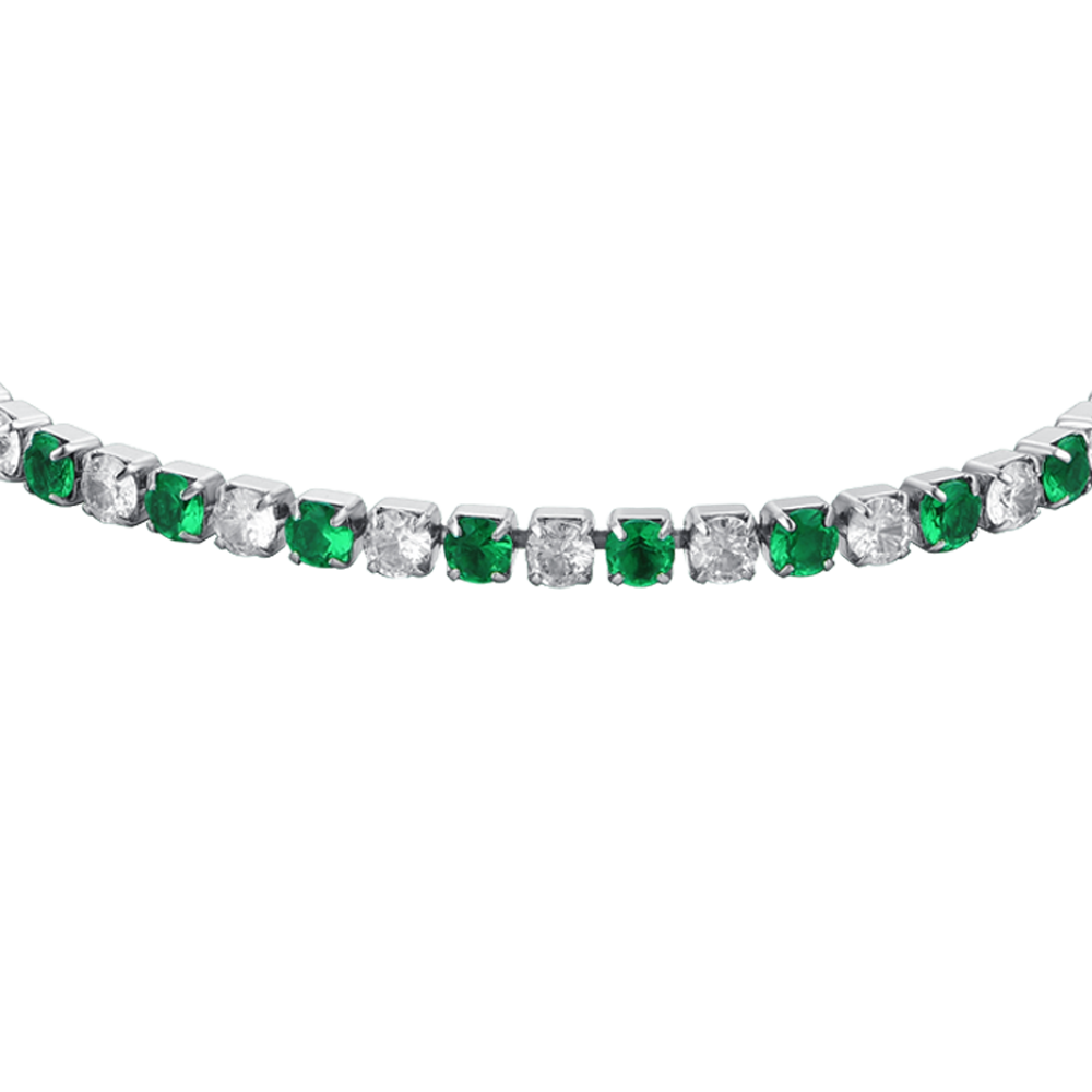 GREEN AND WHITE CRYSTALS WOMEN'S TENNIS BRACELET