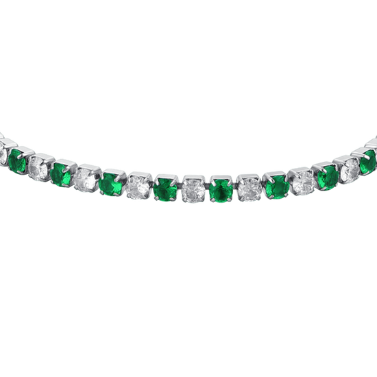 GREEN AND WHITE CRYSTALS WOMEN'S TENNIS BRACELET