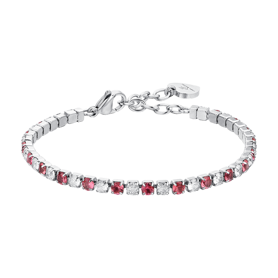 RED AND WHITE CRYSTALS WOMEN'S TENNIS BRACELET