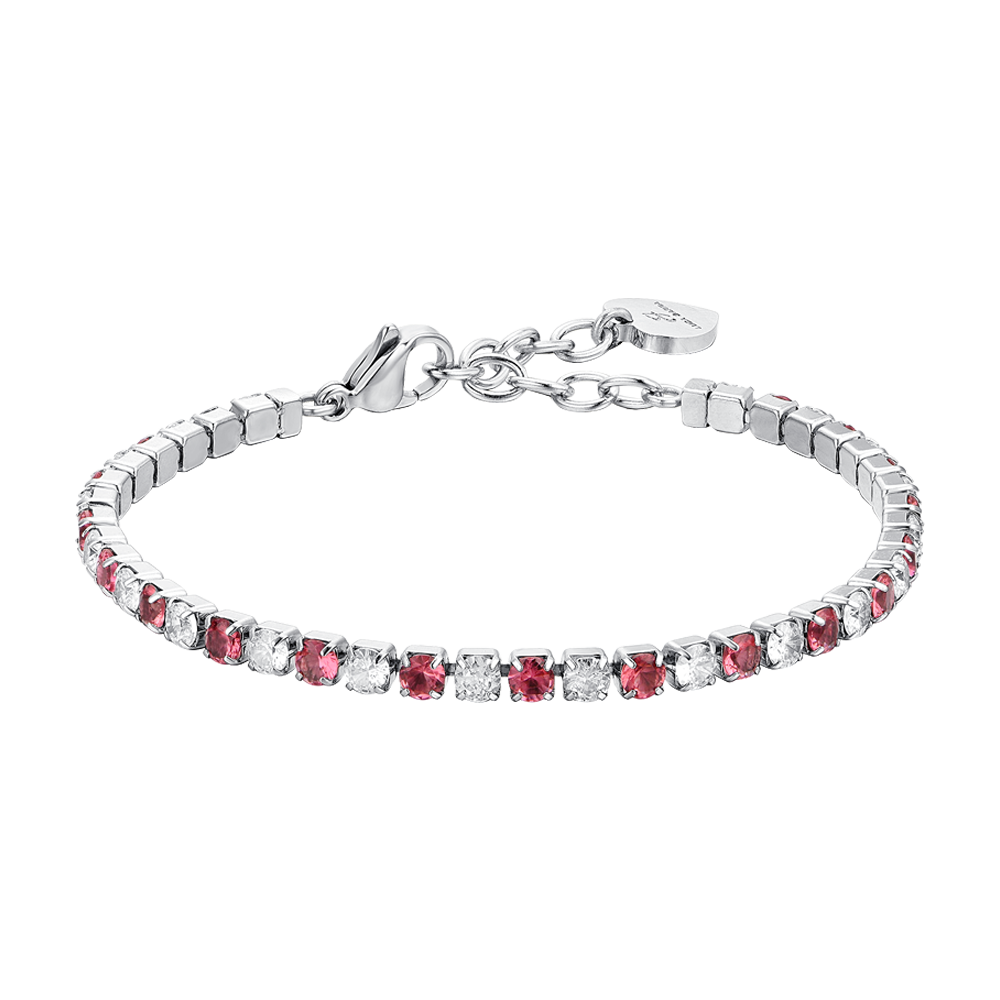 RED AND WHITE CRYSTALS WOMEN'S TENNIS BRACELET