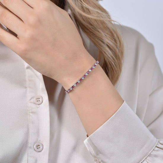 RED AND WHITE CRYSTALS WOMEN'S TENNIS BRACELET