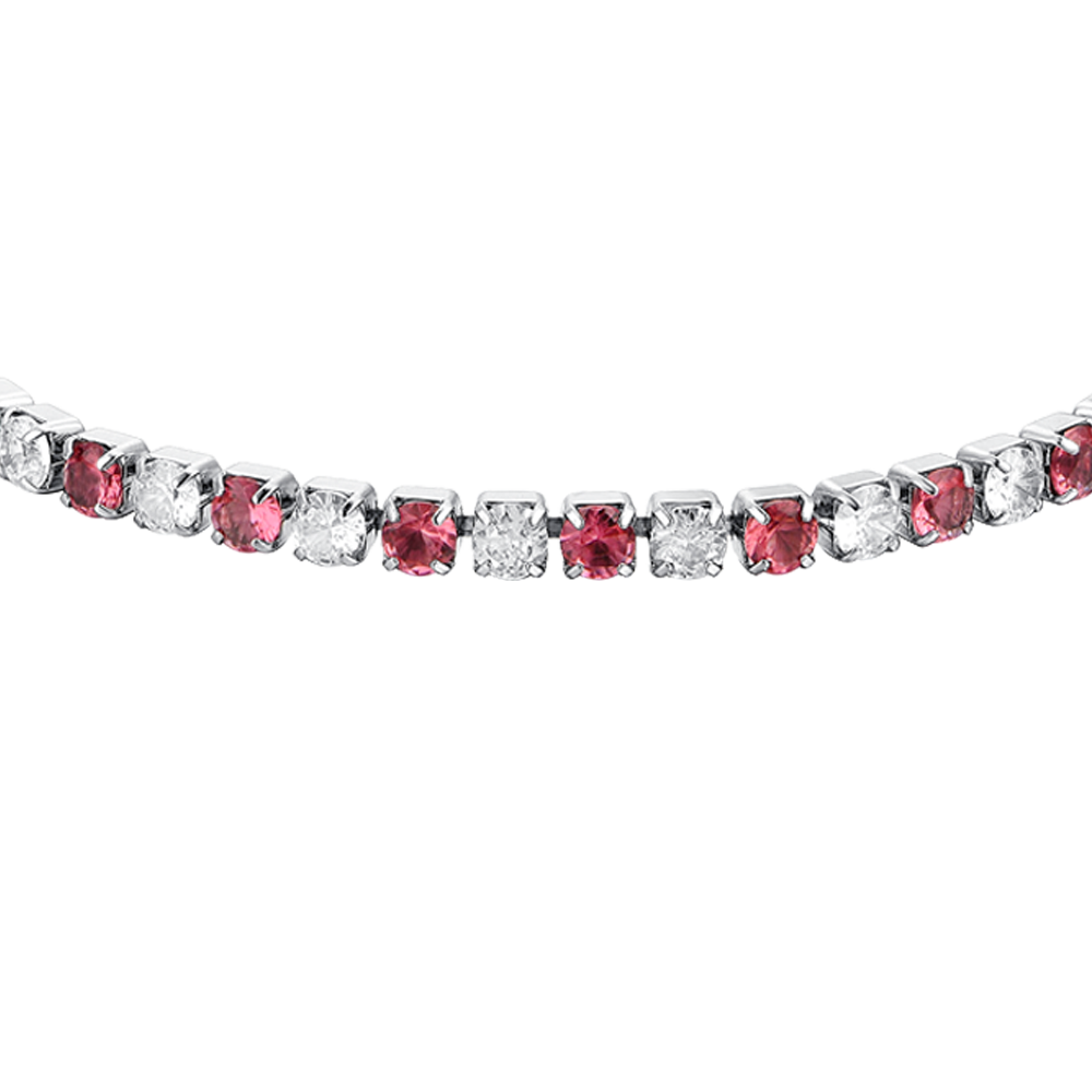 RED AND WHITE CRYSTALS WOMEN'S TENNIS BRACELET