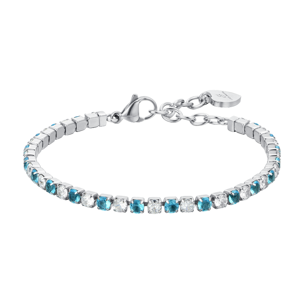 WOMEN'S TENNIS BRACELET BLUE AND WHITE CRYSTALS