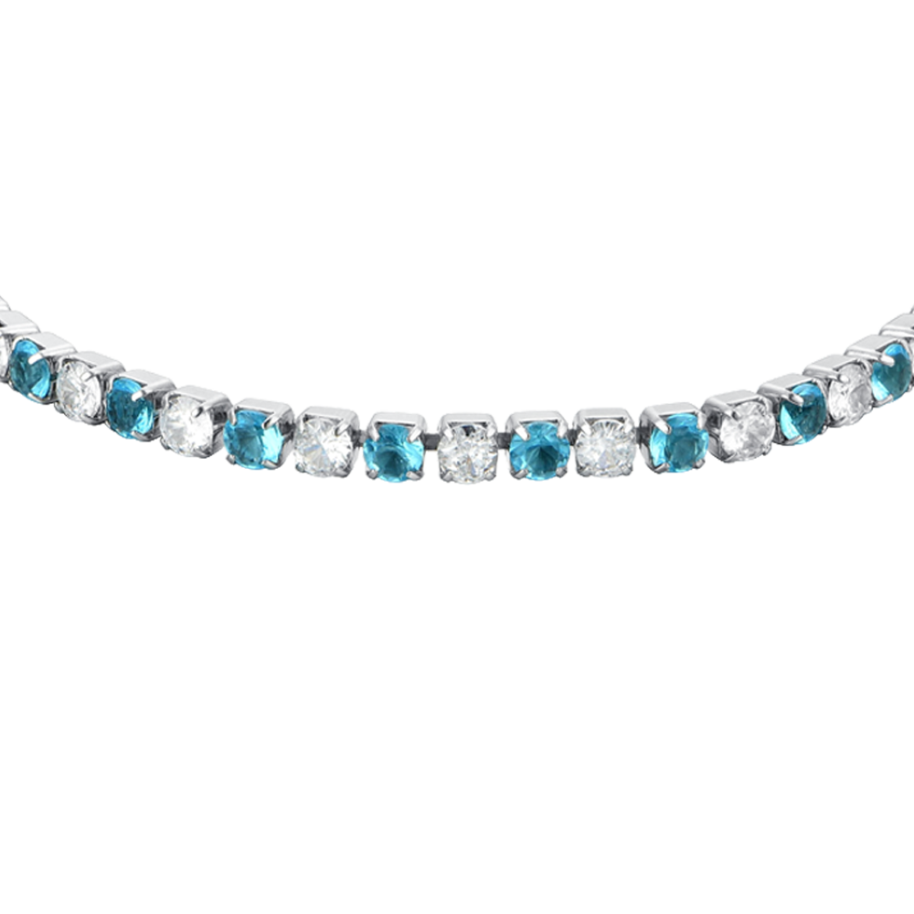 WOMEN'S TENNIS BRACELET BLUE AND WHITE CRYSTALS