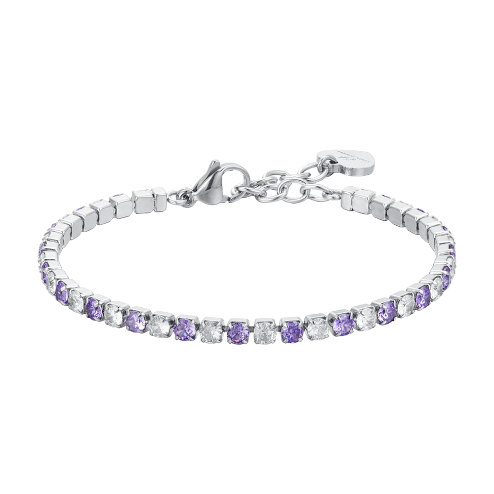 PURPLE AND WHITE CRYSTALS WOMEN'S TENNIS BRACELET