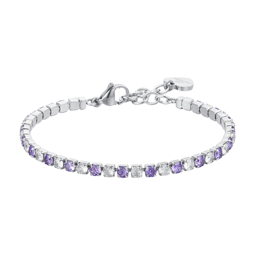 WOMEN'S TENNIS BRACELET PURPLE AND WHITE CRYSTALS Luca Barra