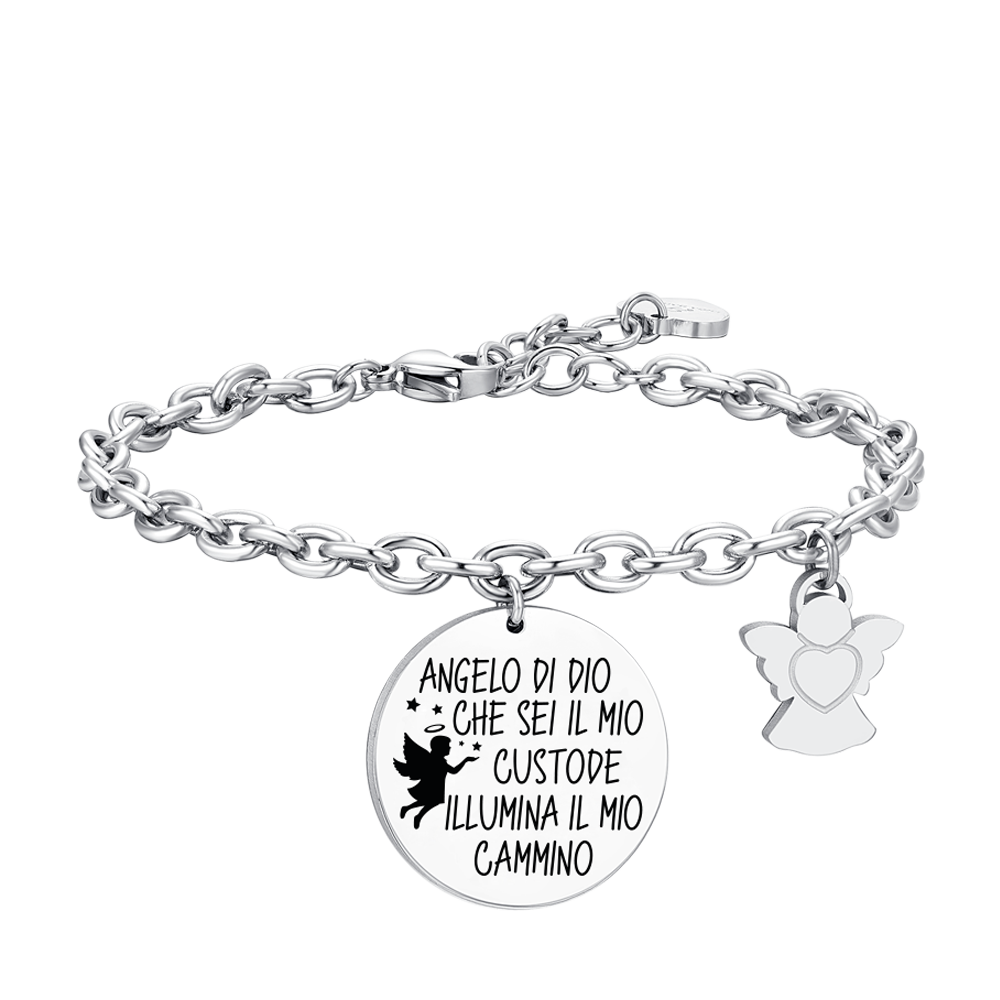 WOMEN'S STEEL BRACELET WITH ANGEL CHARM