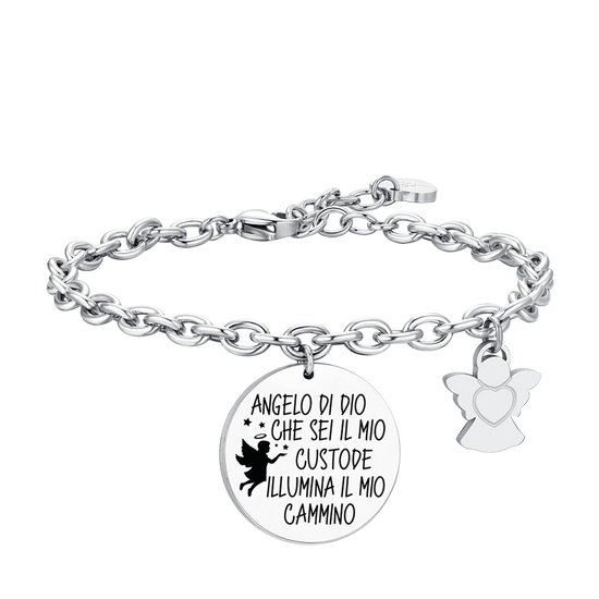 WOMEN'S STEEL BRACELET WITH ANGEL CHARM