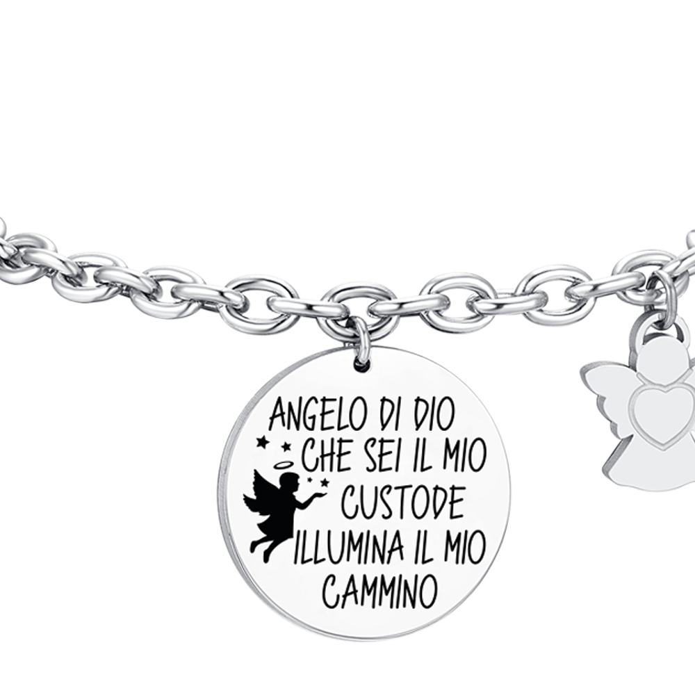 WOMEN'S STEEL BRACELET WITH ANGEL CHARM