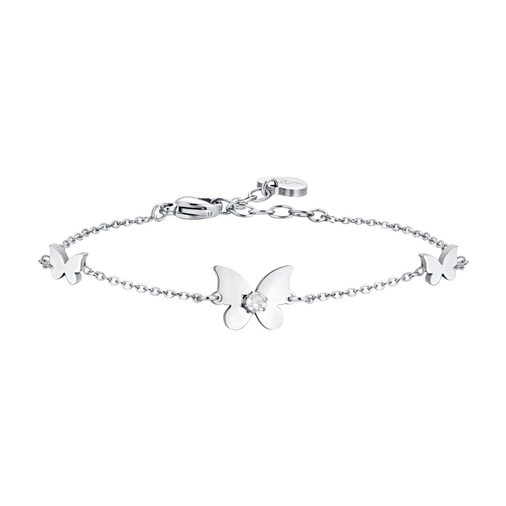 WOMEN'S STEEL BUTTERFLIES AND CUBIC ZIRCONIA BRACELET