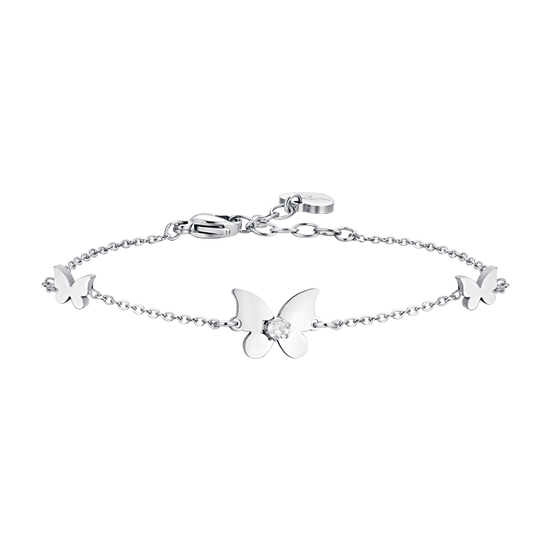 WOMEN'S STEEL BUTTERFLIES AND CUBIC ZIRCONIA BRACELET