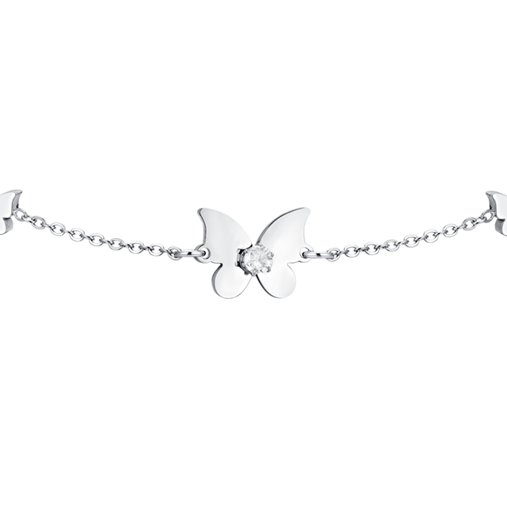 WOMEN'S STEEL BUTTERFLIES AND CUBIC ZIRCONIA BRACELET